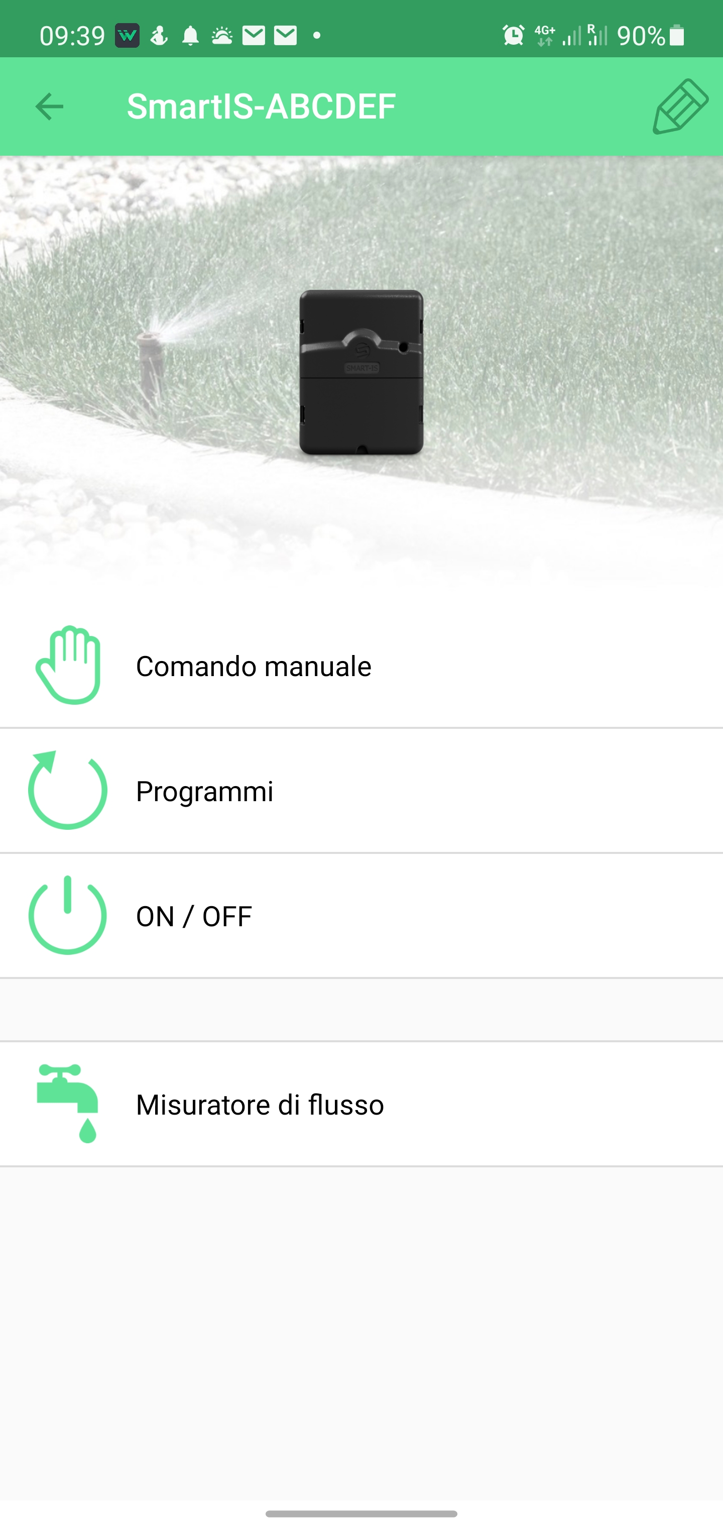 Schermata Home dell'app