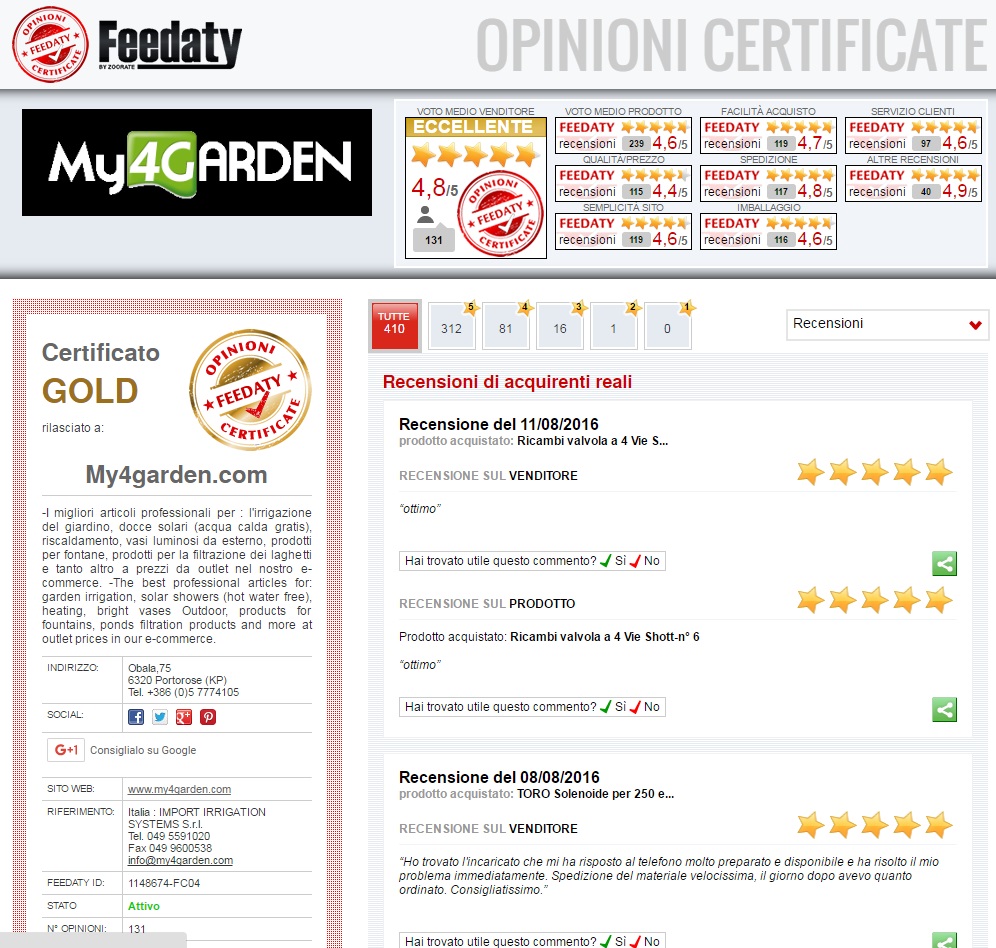 Recensioni di my4garden